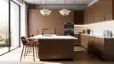 Mid Century Modern Kitchen with Wood and Marble