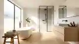 Luxury Bath Sanctuary with Wood and Black Accents