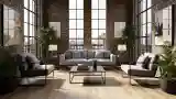 Nowoczesny salon z cegłą