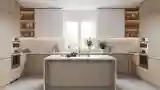 Minimalist Kitchen with Wood and Marble