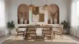 Elegant Dining Room with Wood and Rattan