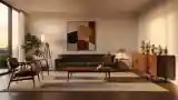 Elegant Living Room with Wood and Wool