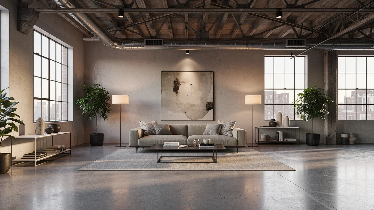 Luksusowy Loft z Betonem i Drewnem