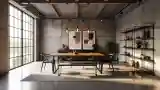 Wnętrze z betonu i drewna