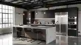 Industriальная Kuchnia z Betonem i Stalą