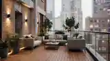 Luksusowy taras loftu z cegłą