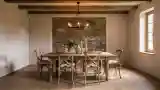 Rustic Dining Room with Stone and Wood