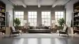 Nowoczesny salon z betonem