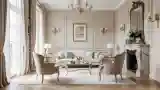 Sofa w sali z kryształowym żyrandolem