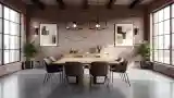 Loft Dining Room with Brick and Wood