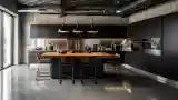 Industrialna Kuchnia z Ciemnymi Tonami