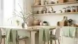 Bohemian Kitchen with Wood and Linen