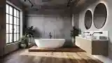 Łazienka Loft z betonem i drewnem