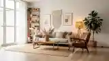 Bohemian Lounge with Wood and Leather