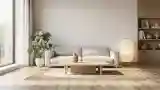Japanese Lounge with Wood and Concrete