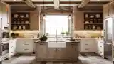 Rustic Kitchen with Stone and Wood
