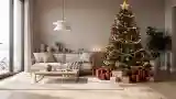 Japandi Living Room with Festive Tree
