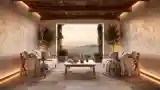 Elegancki Balkon z Drewnem i Kamieniem