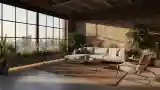 Nowoczesny salon z cegłą i świetlą