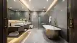 Minimalist Bathroom in Marble and Gold