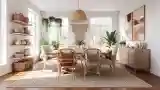 Rustic Dining Room with Rattan