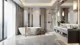 Lakoniczna łazienka z marmurem