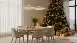 Japandi Dining Room with Christmas Tree