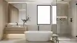 Japandi Bath with Oak Wood