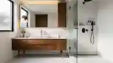 Mid Century Modern Bathroom with Wood
