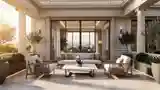 Modern Classic Terrace with Marble Coffee Table