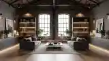 Industrial Living Room with Brick Walls