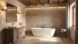 Luksusowa łazienka z kamieniem i drewnem