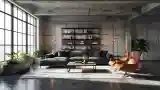 Salon z betonem i skórą