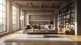 Concrete and Wood Loft Living Room