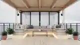 Wooden Terrace with Warm Lighting