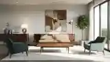 Salon z drewnem i szarością