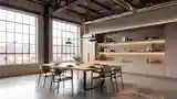 Loft Dining Room with Wood Accents