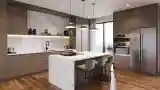 Marble Kitchen with Sophisticated Lighting