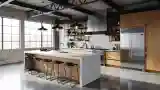 Industrial Kitchen with Concrete and Wood
