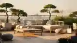 Terasa Japandi z Drewnem i Kamieniem