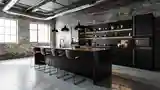 Industrialna Kuchnia z Cegłą i Marmurem