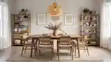 Elegant Dining Room with Wood and Wicker