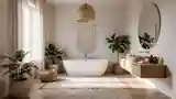 Boho łazienka z naturalnymi teksturami