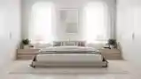 Minimalist Master Bedroom with Wood and Marble