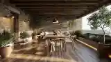 Rustic Terrace with Wood and Brick