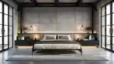 Exposed Concrete Loft Bedroom