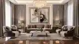 Prestiżowy salon z marmurem i złotem