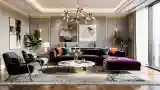 Luxurious Dining Room with Velvet Sofa