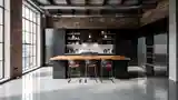 Industrial Kitchen with Wood and Dark Tones