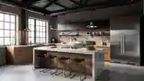 Industrial Kitchen with Stone
